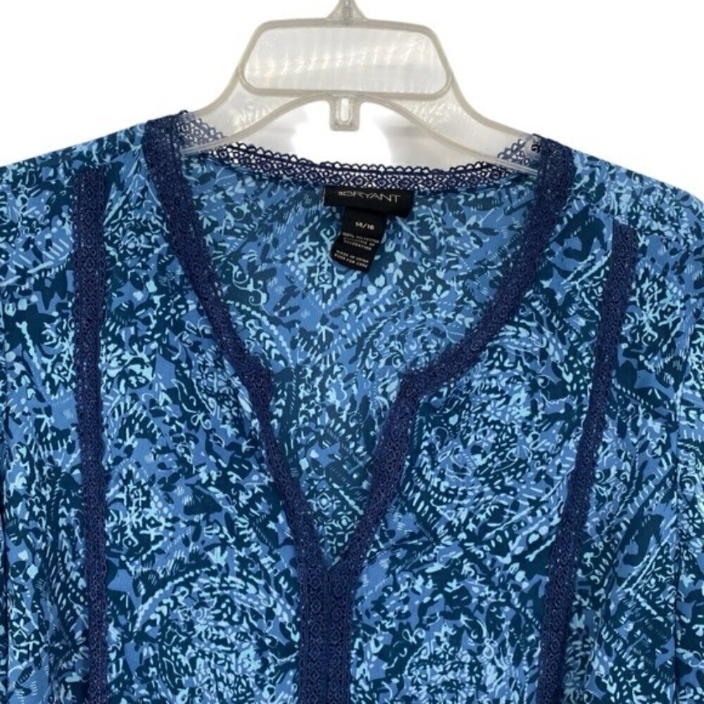 Lane Bryant Blue Sheer Boho Blouse Top - Picture 2 of 6